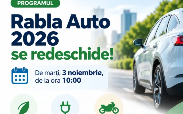Ministerul Mediului anunță deschiderea unei noi sesiuni a Programului Rabla 2026 destinate persoanelor fizice